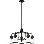 5 Light Black Chandelier with Hand Blown Clear Seeded Glass Shade-Lighting LumensChandeliers