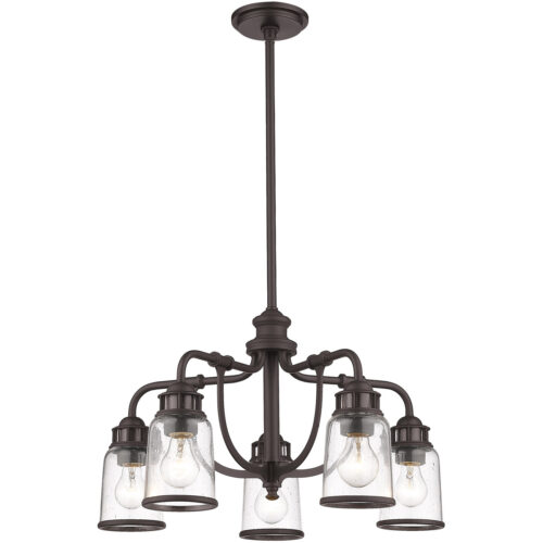 5 Light Bronze Dinette Chandelier with Hand Blown Clear Seeded Glass Shade-Lighting LumensChandeliers