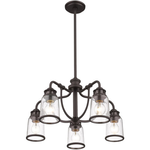 5 Light Bronze Dinette Chandelier with Hand Blown Clear Seeded Glass Shade-Lighting LumensChandeliers