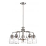 5 Light Brushed Nickel Dinette Chandelier with Hand Blown Clear Seeded Glass Shade-Lighting LumensChandeliers