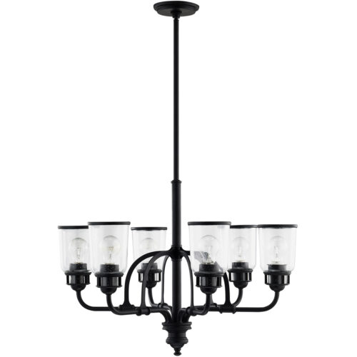 6 Light Black Chandelier with Hand Blown Clear Seeded Glass Shade-Lighting LumensChandeliers