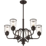 6 Light Bronze Chandelier with Hand Blown Clear Seeded Glass Shade-Lighting LumensChandeliers