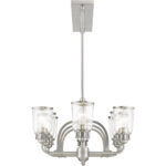 21 inch 8 Light Brushed Nickel Linear Chandelier with Hand Blown Clear Seeded Glass Shade-Lighting LumensChandeliers