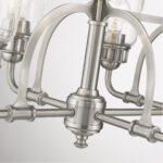 21 inch 8 Light Brushed Nickel Linear Chandelier with Hand Blown Clear Seeded Glass Shade-Lighting LumensChandeliers