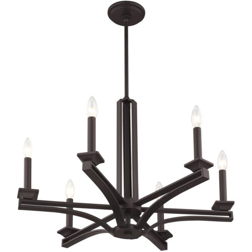 6 Light Bronze Chandelier with Steel base material-Lighting LumensChandeliers