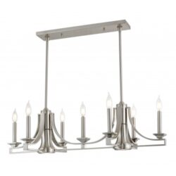 18.25 inch 9 Light Brushed Nickel Linear Chandelier with Steel base material-Lighting LumensChandeliers