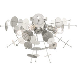 4 Light Polished Chrome Ceiling Light fixture with Chrome Discs & Glass Discs Shade-Lighting LumensFlush Mount Ceiling Lights