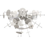 4 Light Polished Chrome Ceiling Light fixture with Chrome Discs & Glass Discs Shade-Lighting LumensFlush Mount Ceiling Lights