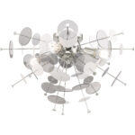 4 Light Polished Chrome Ceiling Light fixture with Chrome Discs & Glass Discs Shade-Lighting LumensFlush Mount Ceiling Lights