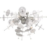 4 Light Polished Chrome Ceiling Light fixture with Chrome Discs & Glass Discs Shade-Lighting LumensFlush Mount Ceiling Lights