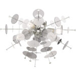 4 Light Polished Chrome Ceiling Light fixture with Chrome Discs & Glass Discs Shade-Lighting LumensFlush Mount Ceiling Lights