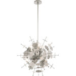 6 Light Polished Chrome Pendant Chandelier with Chrome Discs & Glass Discs Shade-Lighting LumensChandeliers