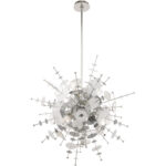 6 Light Polished Chrome Pendant Chandelier with Chrome Discs & Glass Discs Shade-Lighting LumensChandeliers