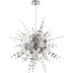 6 Light Polished Chrome Pendant Chandelier with Chrome Discs & Glass Discs Shade-Lighting LumensChandeliers