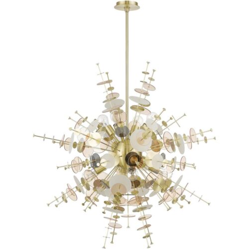 40077-12 8 Light Satin Brass Large Pendant Chandelier-Lighting LumensChandeliers