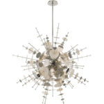 12 Light Polished Chrome Grand Foyer Pendant Chandelier with Chrome Discs & Glass Discs Shade-Lighting LumensChandeliers