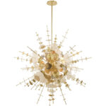 12 Light Satin Brass Grand Foyer Pendant Chandelier with Satin Brass Discs & Glass Discs Shade-Lighting LumensChandeliers