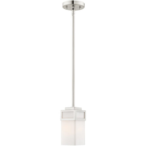 1 Light Brushed Nickel Mini Pendant with Hand Blown Satin Opal White Glass Shade-Lighting LumensPendant Lights