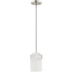 1 Light Brushed Nickel Mini Pendant with Hand Blown Satin Opal White Glass Shade-Lighting LumensPendant Lights