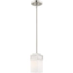 1 Light Brushed Nickel Mini Pendant with Hand Blown Satin Opal White Glass Shade-Lighting LumensPendant Lights