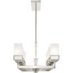 17.75 inch 8 Light Brushed Nickel Linear Chandelier with Hand Blown Satin Opal White Glass Shade-Lighting LumensChandeliers