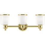 23.5 inch 3 Light Polished Brass Bathroom Vanity light fixture with Hand Crafted Clear Glass Shade-Lighting LumensBath/Vanity