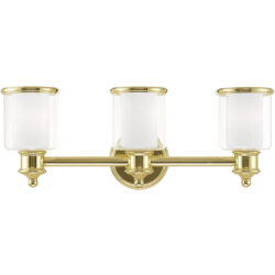 23.5 inch 3 Light Polished Brass Bathroom Vanity light fixture with Hand Crafted Clear Glass Shade-Lighting LumensBath/Vanity