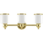 23.5 inch 3 Light Polished Brass Bathroom Vanity light fixture with Hand Crafted Clear Glass Shade-Lighting LumensBath/Vanity