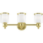 23.5 inch 3 Light Polished Brass Bathroom Vanity light fixture with Hand Crafted Clear Glass Shade-Lighting LumensBath/Vanity