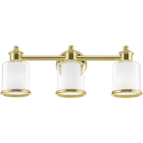 23.5 inch 3 Light Polished Brass Bathroom Vanity light fixture with Hand Crafted Clear Glass Shade-Lighting LumensBath/Vanity