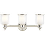 23.5 inch 3 Light Polished Nickel Bathroom Vanity light fixture with Hand Crafted Clear Glass Shade-Lighting LumensBath/Vanity