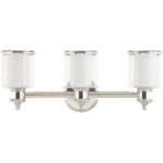 23.5 inch 3 Light Polished Nickel Bathroom Vanity light fixture with Hand Crafted Clear Glass Shade-Lighting LumensBath/Vanity