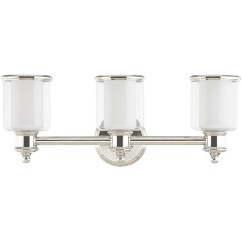 23.5 inch 3 Light Polished Nickel Bathroom Vanity light fixture with Hand Crafted Clear Glass Shade-Lighting LumensBath/Vanity