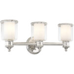 23.5 inch 3 Light Polished Nickel Bathroom Vanity light fixture with Hand Crafted Clear Glass Shade-Lighting LumensBath/Vanity