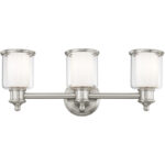 23.5 inch 3 Light Brushed Nickel Bathroom Vanity light fixture with Hand Crafted Clear Glass Shade-Lighting LumensBath/Vanity