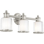 23.5 inch 3 Light Brushed Nickel Bathroom Vanity light fixture with Hand Crafted Clear Glass Shade-Lighting LumensBath/Vanity