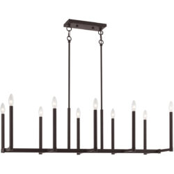 16 inch 10 Light Bronze Linear Chandelier with Steel base material-Lighting LumensChandeliers