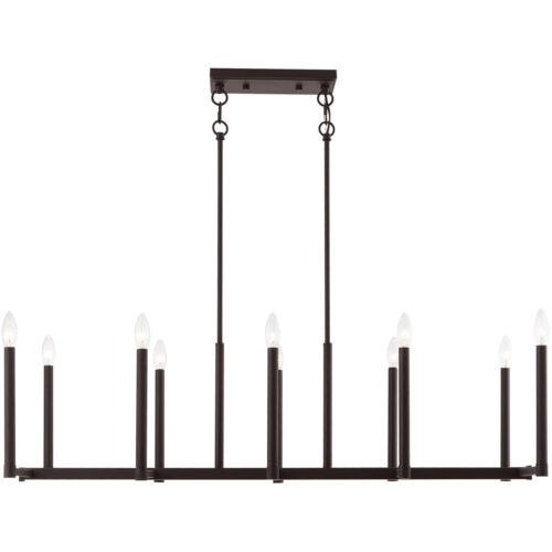 16 inch 10 Light Bronze Linear Chandelier with Steel base material-Lighting LumensChandeliers