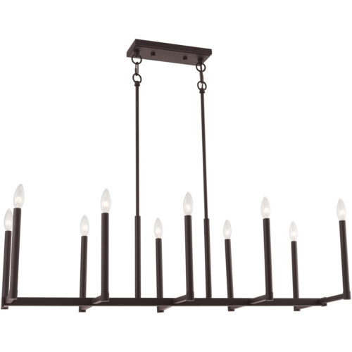 16 inch 10 Light Bronze Linear Chandelier with Steel base material-Lighting LumensChandeliers