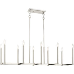 16 inch 10 Light Polished Nickel Linear Chandelier with Steel base material-Lighting LumensChandeliers