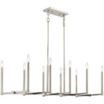 16 inch 10 Light Polished Nickel Linear Chandelier with Steel base material-Lighting LumensChandeliers