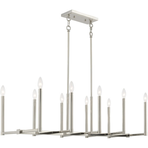 16 inch 10 Light Polished Nickel Linear Chandelier with Steel base material-Lighting LumensChandeliers