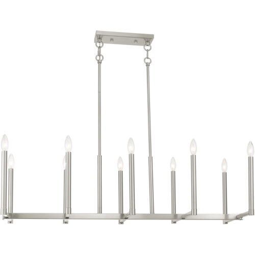 16 inch 10 Light Brushed Nickel Linear Chandelier with Steel base material-Lighting LumensChandeliers