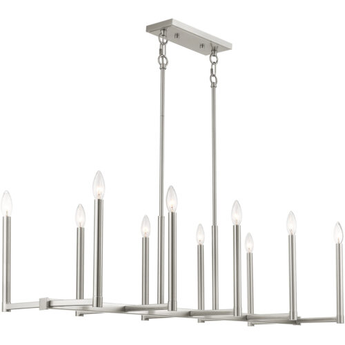 16 inch 10 Light Brushed Nickel Linear Chandelier with Steel base material-Lighting LumensChandeliers