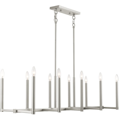 16 inch 10 Light Brushed Nickel Linear Chandelier with Steel base material-Lighting LumensChandeliers