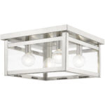 11 inch 4 Light Brushed Nickel Ceiling Light fixture with Clear Glass Shade-Lighting LumensFlush Mount Ceiling Lights