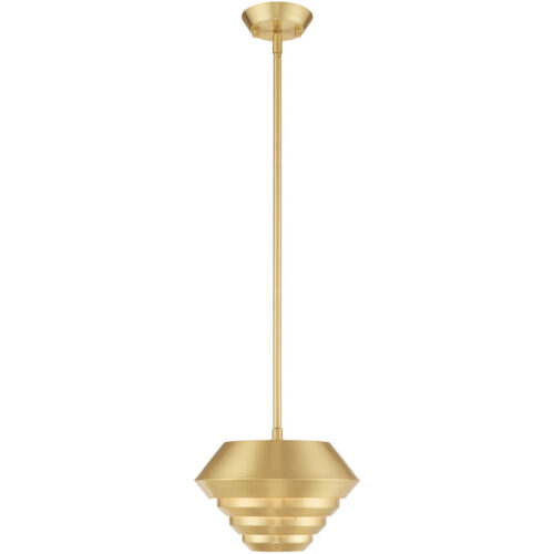 1 Light Satin Brass Mini Pendant with Satin Brass Sculptured Metal Shade Shade-Lighting LumensPendant Lights