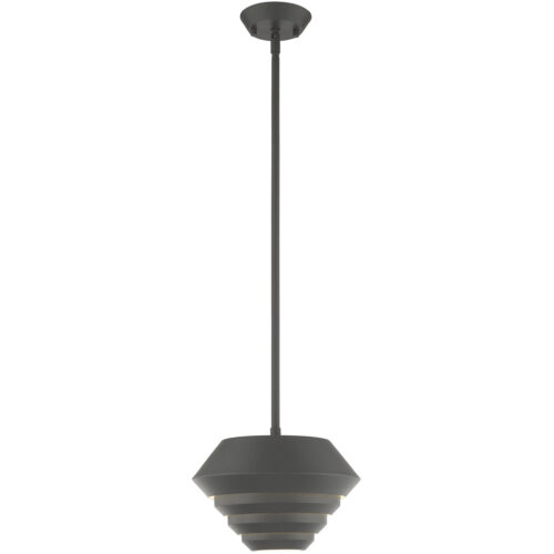 1 Light Scandinavian Gray Mini Pendant with Scandinavian Gray Sculptured Metal Shade Shade-Lighting LumensPendant Lights