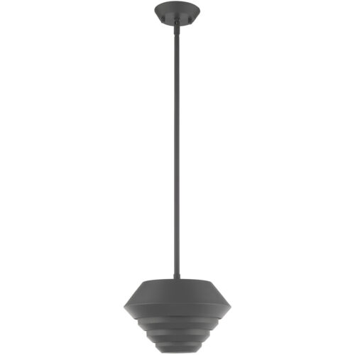 1 Light Scandinavian Gray Mini Pendant with Scandinavian Gray Sculptured Metal Shade Shade-Lighting LumensPendant Lights