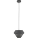 1 Light Scandinavian Gray Mini Pendant with Scandinavian Gray Sculptured Metal Shade Shade-Lighting LumensPendant Lights